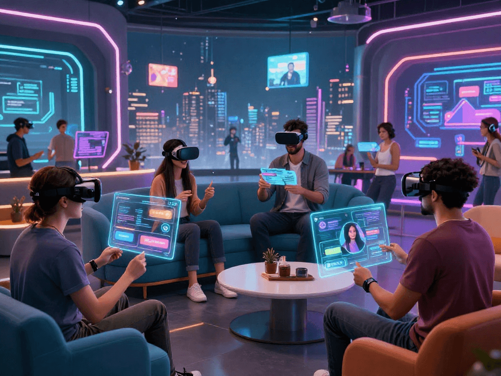 Dynamic ai porn chat experience with avatars in vibrant digital space.