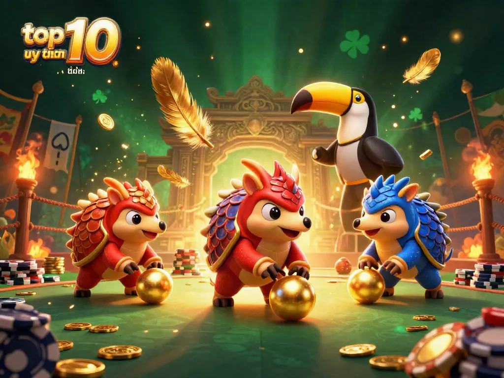 Engage in thrilling gaming with top 10 nha cai uy tin trực tuyến, featuring dynamic pangolins and vibrant casino elements.