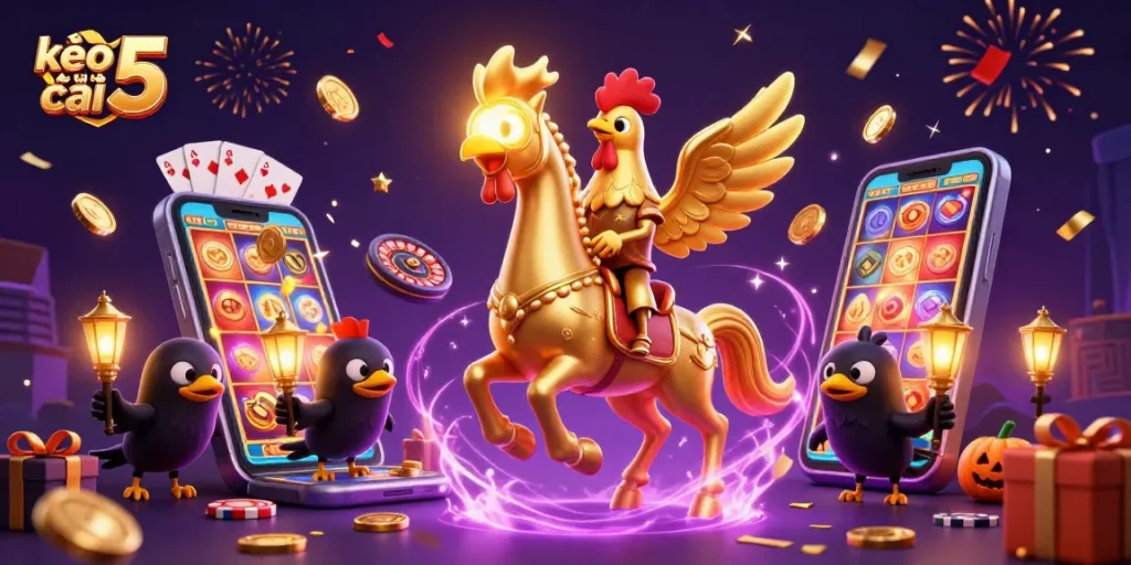 Engage with kèo nhà cái 5's thrilling casino adventure featuring vibrant characters and dynamic gaming action.