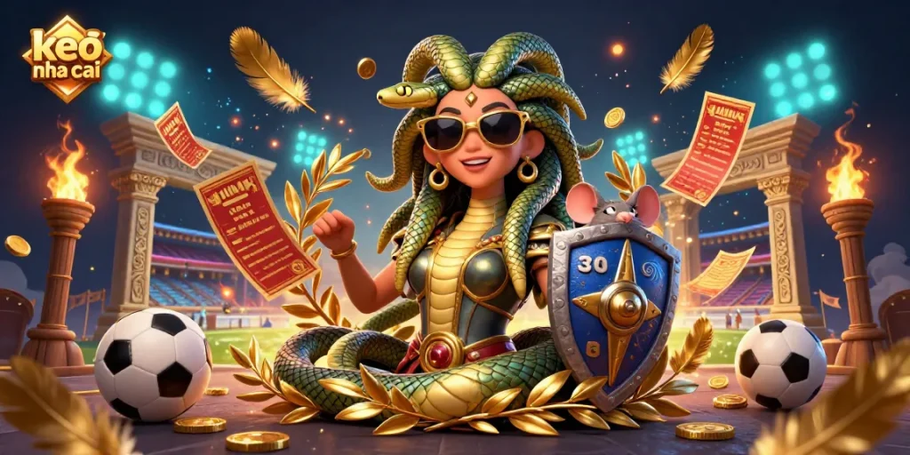 Engage with keo nha cai as Medusa & warrior mouse navigate a vibrant betting scene.
