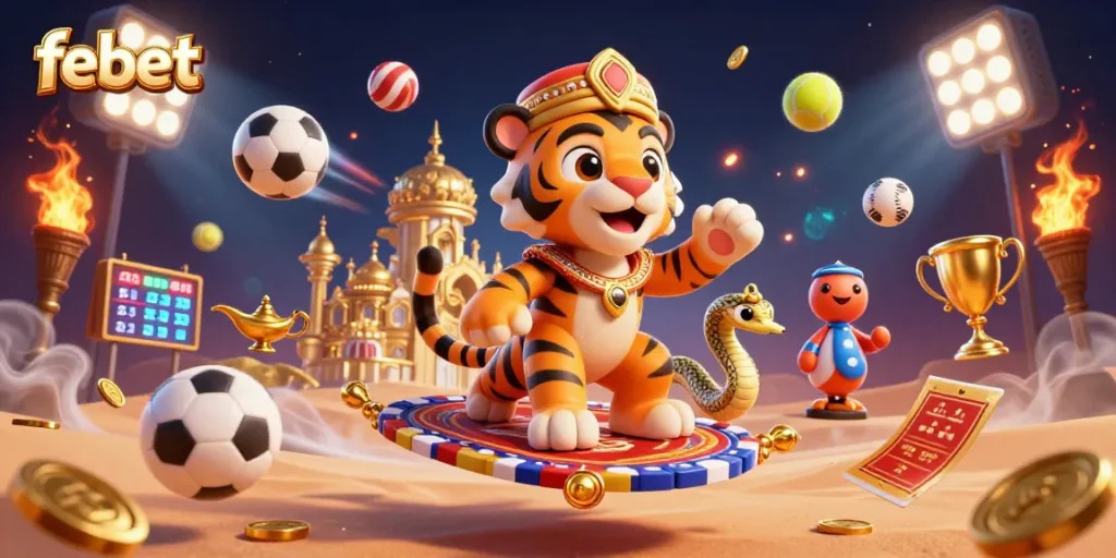 Experience febet with vibrant casino elements, including thrilling sports and colorful visual effects.